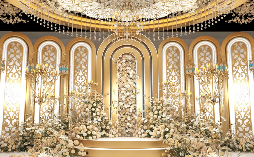 川汇香槟色调婚礼堂效果展示